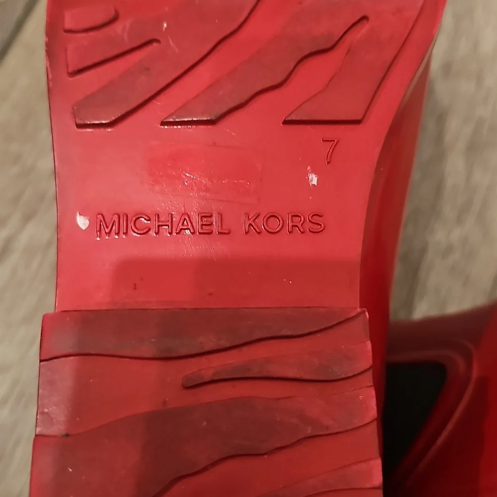 MICHAEL KORS Red Women's Ankle Rain Booties Waterproof Galoshes Waterproof SZ 7